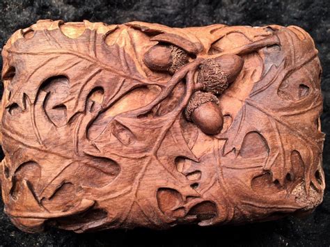 Oak Leaf Keepsake Box Carving Handmade Wooden Toys Hand Carved