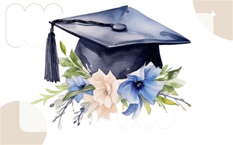 Graduation Cap Flower Watercolor Graphic By Nesmly Creative Fabrica