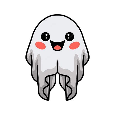 Dibujos Animados Lindo Fantasma Blanco De Halloween Vector Premium