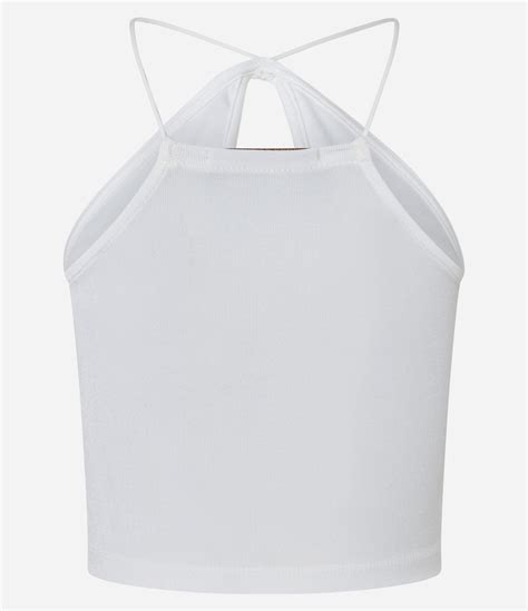 Blusa Em Meia Malha Metalizado Decote Halter Branco