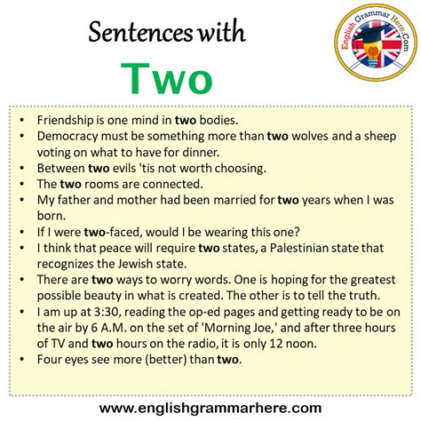 Sentences With Two Two In A Sentence In English Sentences For Two