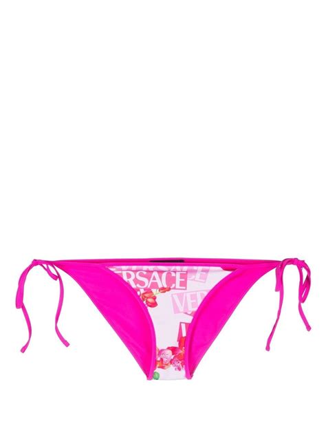 Versace Reversible Logo Orchid Bikini Bottoms In Pink Modesens