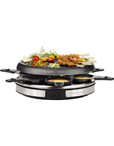 Tefal, Raclette Grill Crepe Maker, 4 Grills, 8 Cups, 1050 Watts, Black & Brushed Stainless Steel