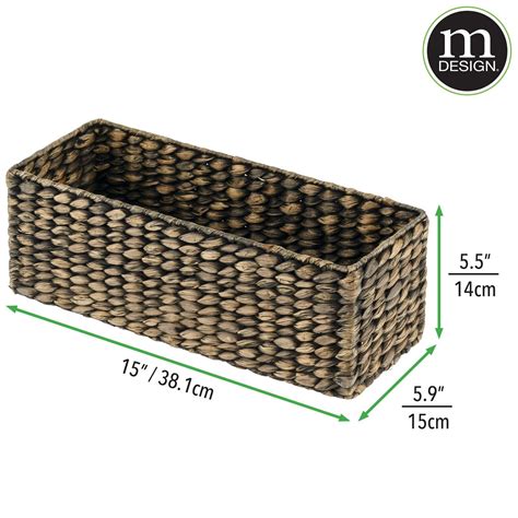 Mdesign Woven Hyacinth Narrow Bathroom Toilet Tank Storage Basket Bed