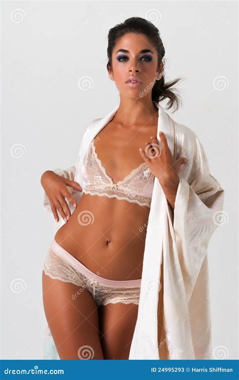 Pink Kimono Stock Image Image Of Attractive Brunette 24995293