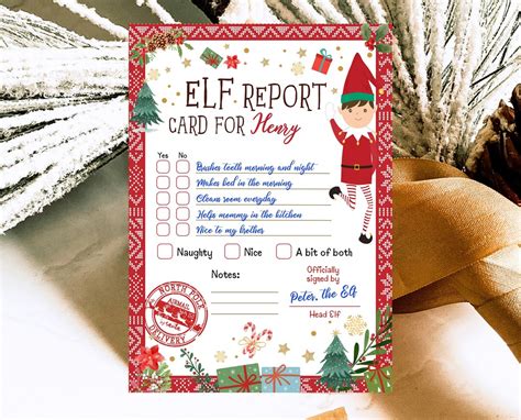 Editable Elf Report Card Template Report Card To Santa Elf Activity