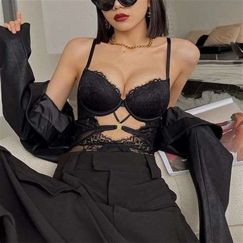 White Lace One Piece Bodysuit Gather Bra Set Push Up Underwear For Womeny Lingerie Bodysuit