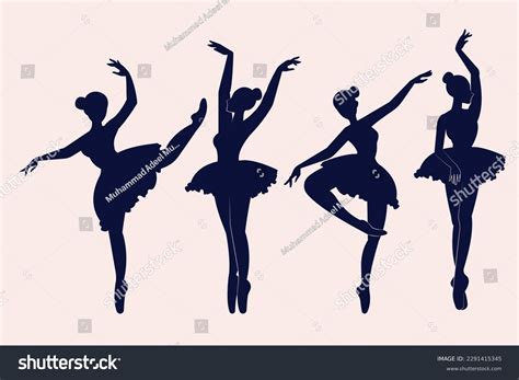 Silhouette Dancing Ballerina Vector Illustration Isolated Stock Vector ...