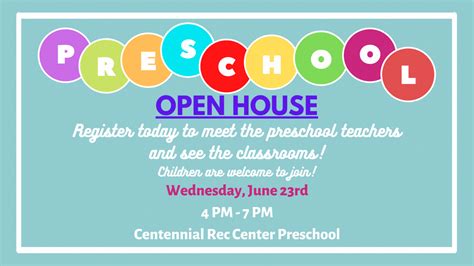 Preschool Open House Addison Park District