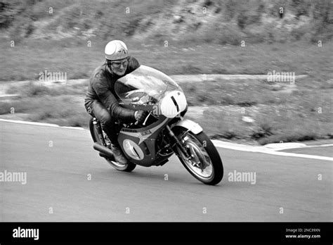 Britains Mike Hailwood At Speed On His Honda During The Evening