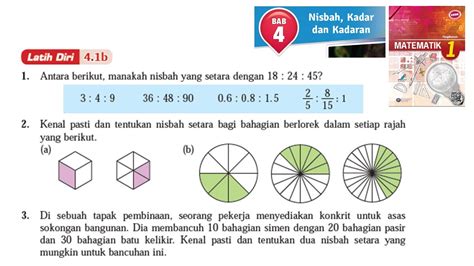 KSSM Matematik Tingkatan 1 Bab 4 Nisbah Kadar Dan Kadaran Latih Diri 4