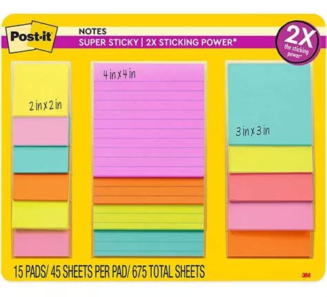 Post it Notas Súper Adhesivas Varios Tamaña De Notas Adhesi Envío gratis