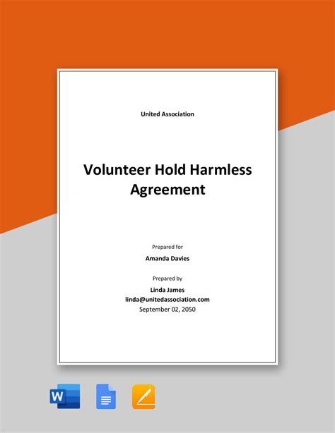 Volunteer Hold Harmless Agreement Template In Google Docs Word Pages