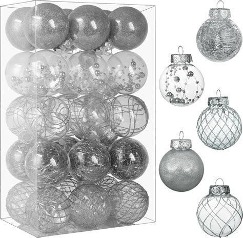 Amazon Hiboom 98 Pcs Christmas Ornaments Ball Set 52 Pcs Clear