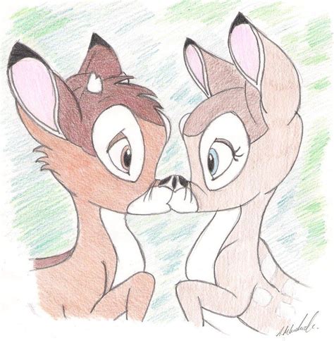 An Image Of Two Cartoon Animals Kissing Each Other