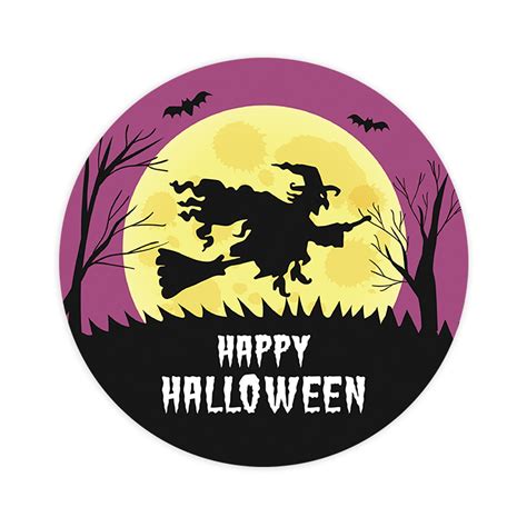 Koyal Wholesale Happy Halloween Stickers Inch Round Bulk Pk Witch