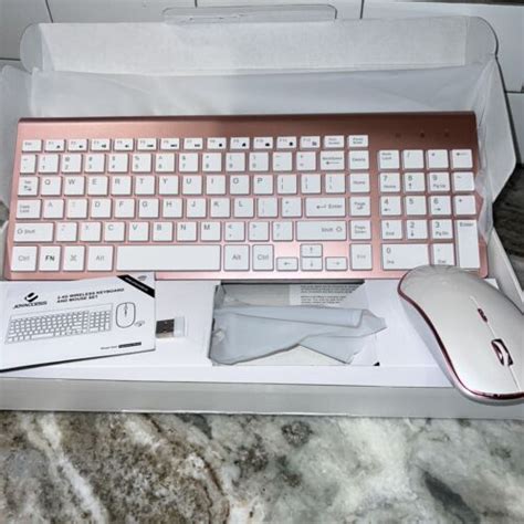 Joyaccess Aluminum Wireless Keyboard And Mouse Rosy Gold Ebay