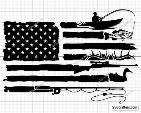 Fishing And Hunting American Flag Svg Fishing Svg