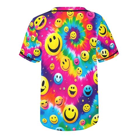 PLUR Smiles Rave Baseball Jersey Tie Dye Psychedelic Smileys