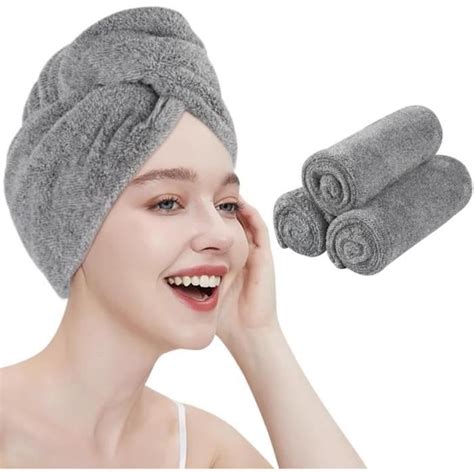 Serviette Cheveux Microfibre Super Absorbent Enrouler Turban Soin