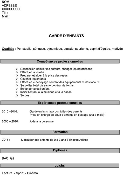 Exemple De Cv Pour Garde D Enfant Laboite Cv Fr