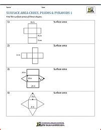 Surface Area Worksheet 6th Grade Worksheets Library