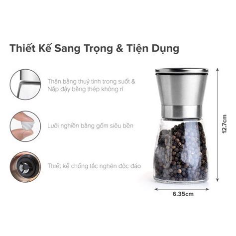 Mua Cối xay tiêu thủy tinh, cối xay tiêu lưỡi nghiền ceramic dễ dàng vệ ...