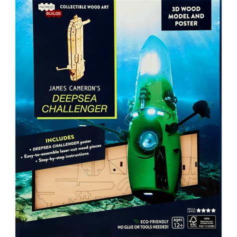 BBW INCREDIBUILDS JAMES CAMERON S DEEPSEA CHALLENGER D WOOD MODEL AND POSTER ISBN