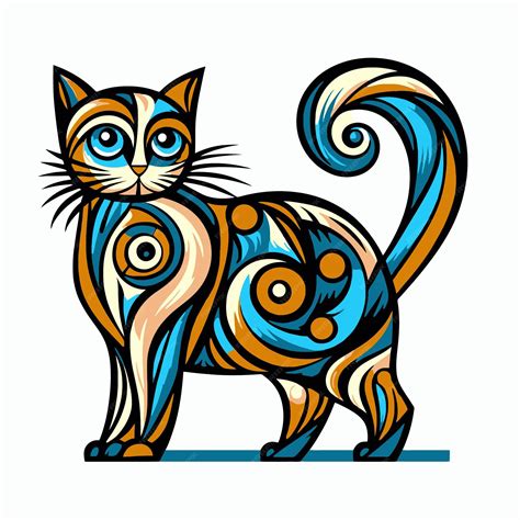 premium vector pop art cat illustration cubism cat illustration