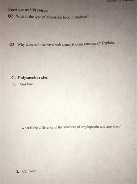 Solved What is the type of glycosidic bond in maltose?Q3 | Chegg.com