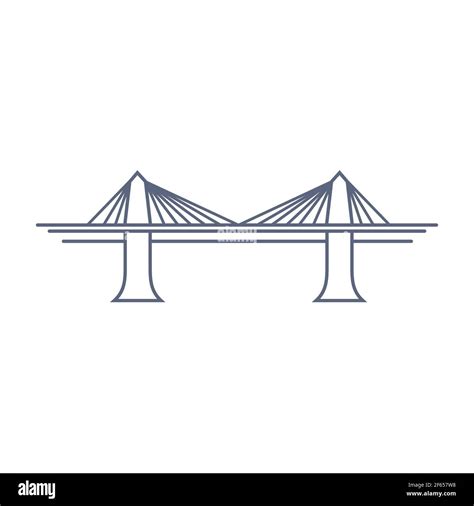 Icono De Vector De L Nea De Puente Puente Colgante Pictograma Simple