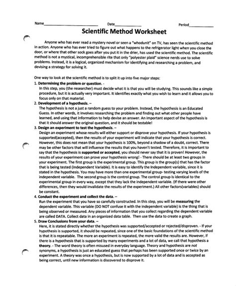 Free Sample Scientific Method Worksheet Templates In Ms Word Pdf