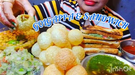 Spicy Golgappa Panipuri And Potato Sandwich Toast Eating Asmr Mukbang