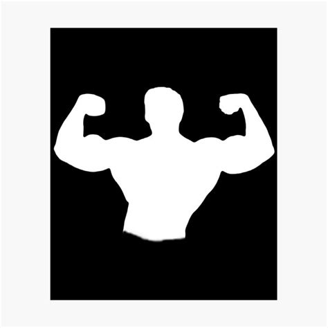 Impression Photo ARNOLD SCHWARZENEGGER WHITE SILHOUETTE DOUBLE BICEPS