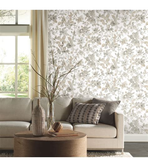 York Wallcoverings Wallpaper Neutral Watercolor Floral Joann