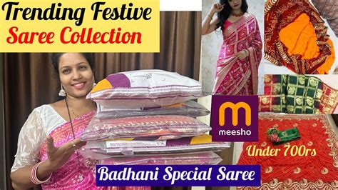 Trending Festive Wear Saree Haul Meesho Festive Saree Haul Under 700rs