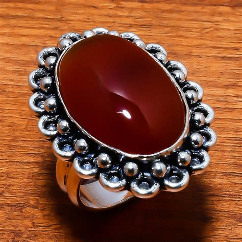 Red Carnelian Ring Carnelian Silver Ring 925 Sterling Silver | Etsy