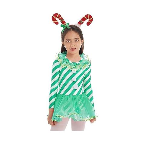 Dpois Enfant Fille Lutin Robe Noël Déguisement Elfe Costume Carnava