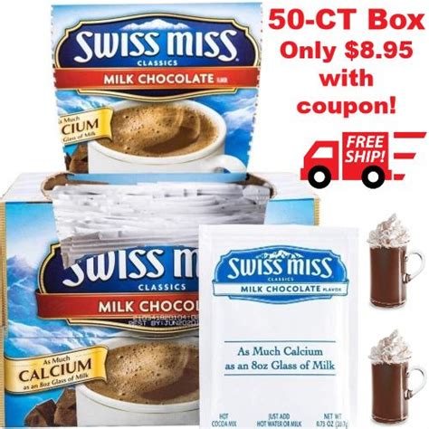 50 CT Box Of Swiss Miss Hot Cocoa Packets Only 8 95 Free Shipping Swiss Miss Hot Cocoa
