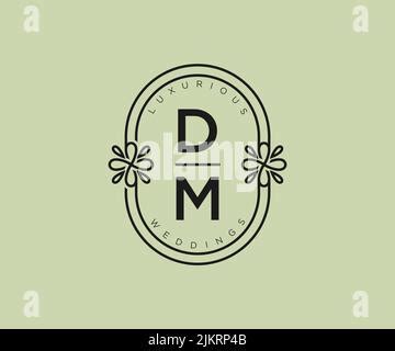 Dm Initials Letter Wedding Monogram Logos Collection Hand Drawn Modern