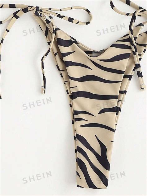 Shein Swim Vcay Zebra Stripe Bandeau Tie Side Bikini Swimsuit Shein Uk