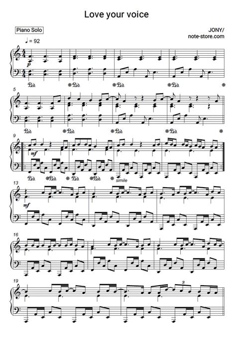 JONY - Love Your Voice sheet music for piano download | Piano.Solo SKU PSO0016919 at