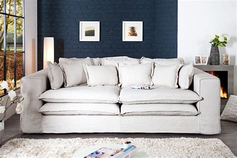 Design Xxxl Hussensofa Cloud Cm Creme Leinenstoff Inkl Kissen