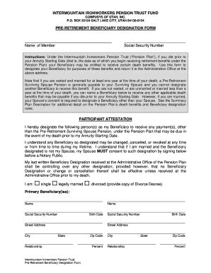 Fillable Online Pre Retirement Beneficiary Designation Form Rev