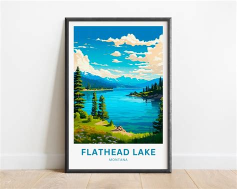 Flathead Lake Travel Print Flathead Lake Poster Montana Wall Art