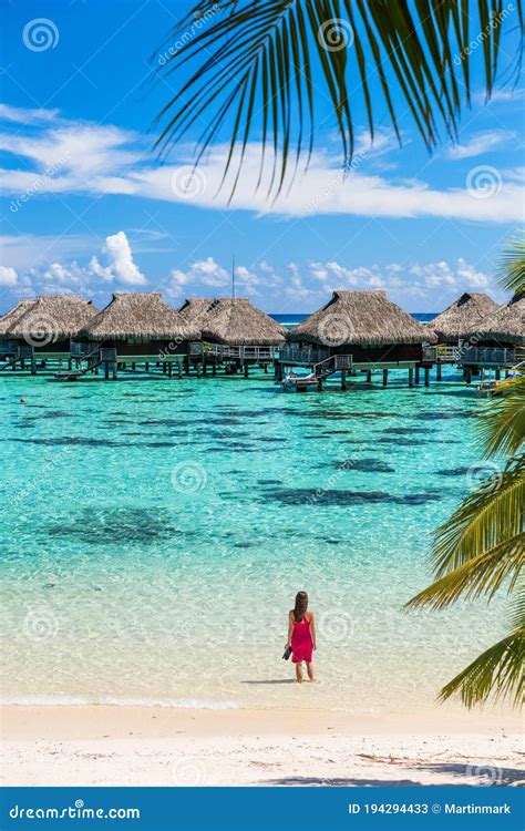 Luxury Beach Travel Vacation Woman In Tahiti Tourist Enjoying Ocean