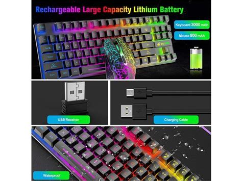 Zhhcyyds T87 Wireless Gaming Keyboard And Mouse Combo With 87 Key Rainbow Led Backlight