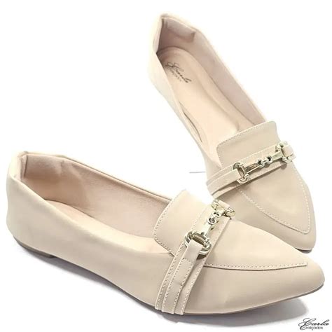 Sapatilha Mocassim Nude Fivela Tamanho Especial Carla Cal Ados