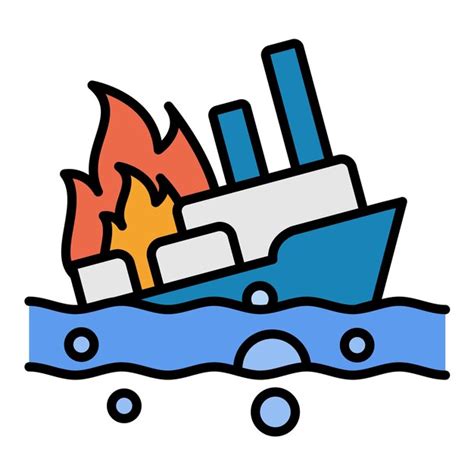 Premium Vector | Burning Ship Flat Illustration