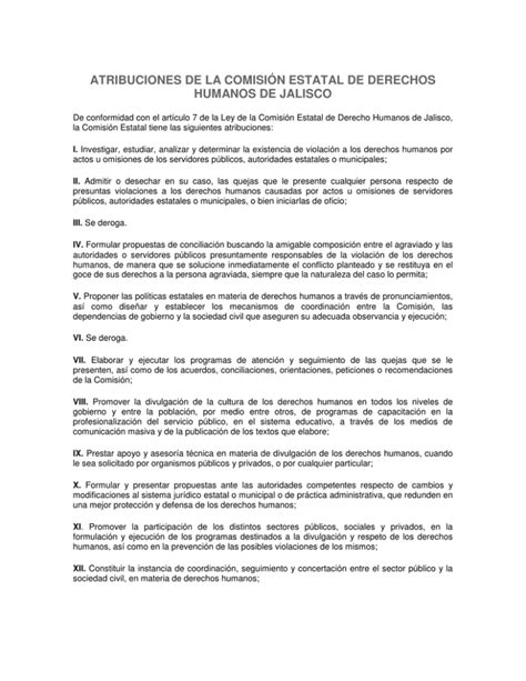 Atribuciones De La Comisión Estatal De Derechos Humanos De Jalisco